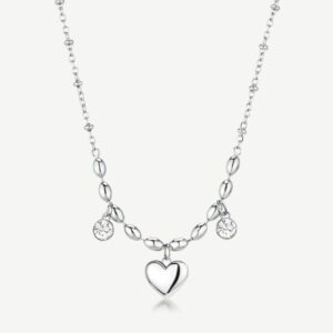Collana CHAKRA in acciaio 316L, con cuore  e cristalli