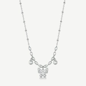 Collana CHAKRA in acciaio 316L, con farfalla e cristalli