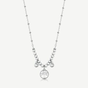 Collana CHAKRA in acciaio 316L, con albero della vita e cristalli