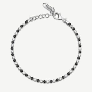 Bracciale tennis FANCY in argento 925/1000 rodiato, e cubic zirconia color white e black