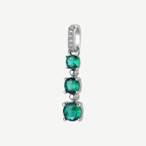 Pendente  FANCY in argento 925/1000 rodiato, e cubic zirconia emerald