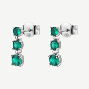 Orecchini  FANCY in argento 925/1000 rodiato, e cubic zirconia emerald