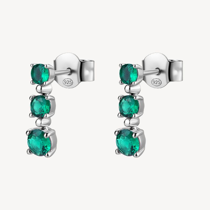 Orecchini FANCY in argento 925/1000 rodiato, e cubic zirconia emerald