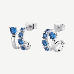 Orecchini  FANCY in argento 925/1000 rodiato, e cubic zirconia sapphire