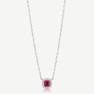 Collana FANCY in argento 925/1000 rodiato, e cubic zirconia ruby