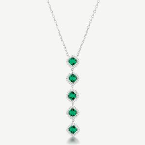Collana FANCY in argento 925/1000 rodiato, e cubic zirconia emerald