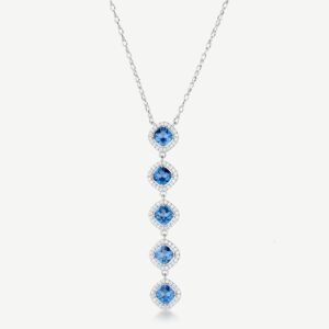 Collana FANCY in argento 925/1000 rodiato, e cubic zirconia sapphire