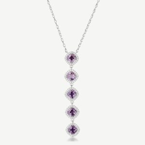 Collana FANCY in argento 925/1000 rodiato, e cubic zirconia amethyst
