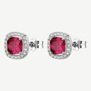 Orecchini al lobo  FANCY in argento 925/1000 rodiato, e cubic zirconia ruby