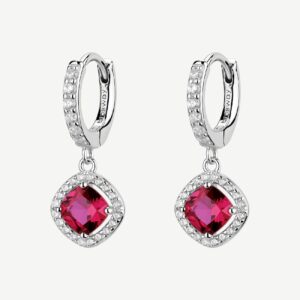 Orecchini FANCY in argento 925/1000 rodiato, e cubic zirconia ruby