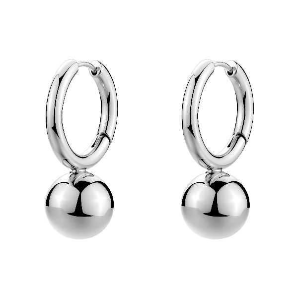 Orecchini a cerchio PERFECT in acciaio 316L, con sfera