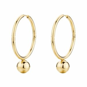 Orecchini a cerchio PERFECT in acciaio 316L, finitura pvd colore oro, con sfera