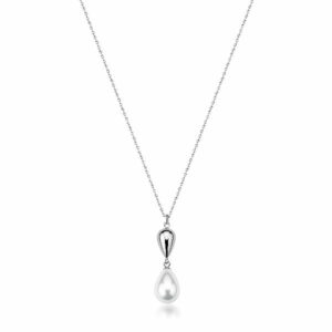 Collana PERFECT in acciaio 316L, con perla di conchiglia e pendente a goccia