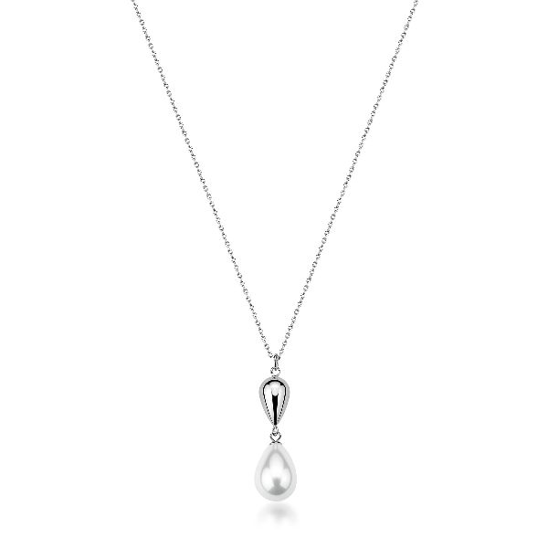 Collana PERFECT in acciaio 316L, con perla di conchiglia e pendente a goccia