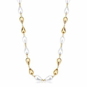 Collana PERFECT in acciaio 316L, finitura pvd colore oro, con perle di conchiglia