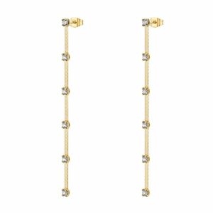 Orecchini pendenti DREAMING in acciaio 316L, finitura pvd colore oro, con cubic zirconia