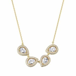 Collana ANNA argento 925/1000, galvanica oro giallo, e cubic zirconia bianchi