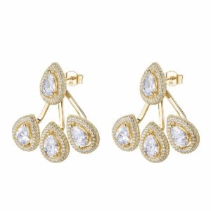 Orecchini pendenti ANNA argento 925/1000, galvanica oro giallo, e cubic zirconia bianchi