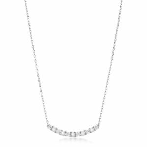 Collana girocollo in argento rodiato 925&permil; con perla di conchiglia e cubic zirconia.