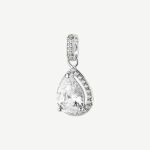 Pendente FANCY in argento 925/1000 rodiato,  cubic zirconia white forma pear