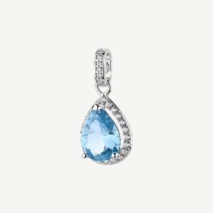 Pendente FANCY in argento 925/1000 rodiato,  cubic zirconia light spinel forma pear