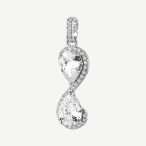 Pendente FANCY in argento 925/1000 rodiato,  cubic zirconia white forma pear