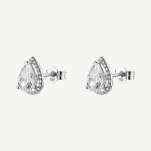 Orecchini al lobo FANCY in argento 925/1000 rodiato, con cubic zirconia white forma pear