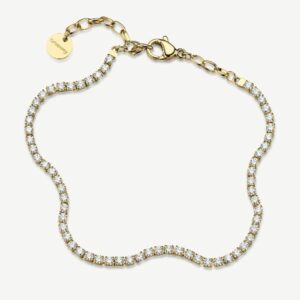 Bracciale in acciaio 316L e finitura pvd oro 14K, con cubic zirconia.