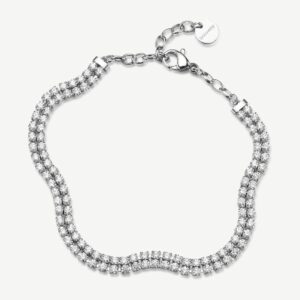 Bracciale doppiofilo in acciaio 316L e cubic zirconia.