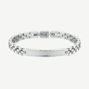 Bracciale in acciaio 316L con barra centrale.