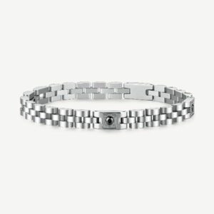Bracciale in acciaio 316L con zirconi neri.