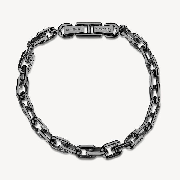 Bracciale catena in acciaio 316L e finitura pvd colore rutenio.