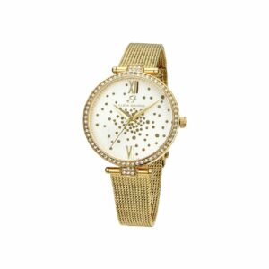 OROLOGIO DONNA IN ACCIAIO IP GOLD QUADRANTE BIANCO GHIERA CON CRISTALLI BIANCHI