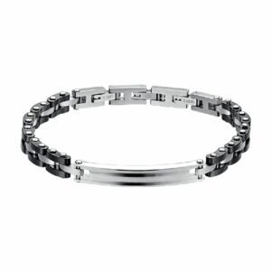 BRACCIALE UOMO IN ACCIAIO CON CERAMICA NERA