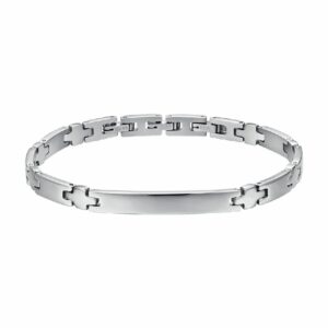 BRACCIALE UOMO IN ACCIAIO CON PIASTRA E CROCI SILVER