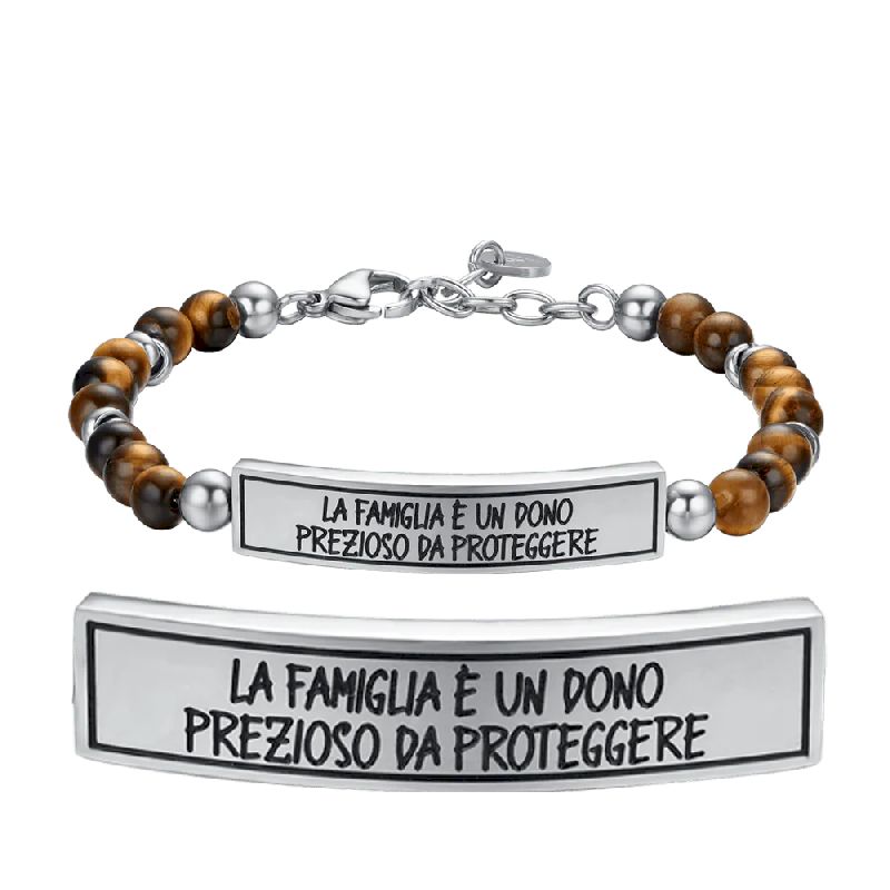 BRACCIALE UOMO IN ACCIAIO LA FAMIGLIA È UN DONO PREZIOSO DA PROTEGGERE