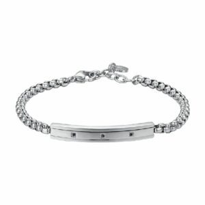BRACCIALE UOMO IN ACCIAIO ELEMENTO CON CRISTALLI NERI