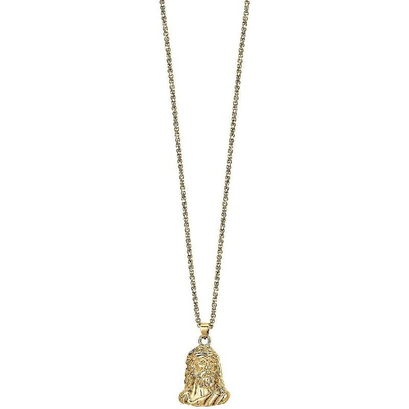 COLLANA UOMO IN ACCIAIO IP GOLD VOLTO SANTO