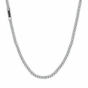 COLLANA UOMO IN ACCIAIO ELEMENTO CON CRISTALLI NERI