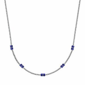 COLLANA UOMO IN ACCIAIO CON ELEMENTI IP BLU E SILVER