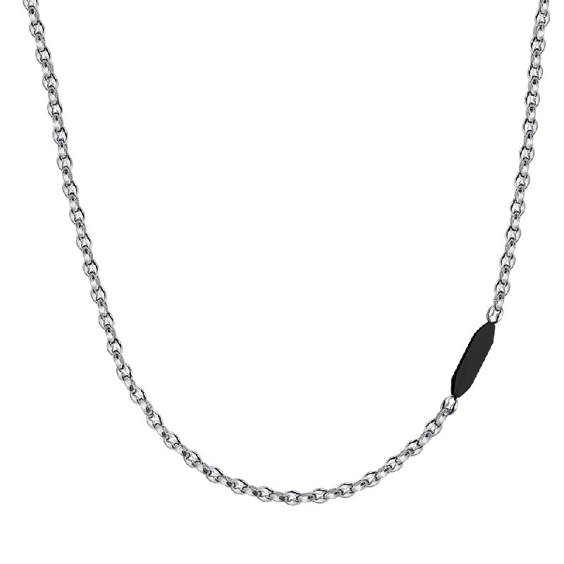 COLLANA UOMO IN ACCIAIO CON ELEMENTO IP NERO