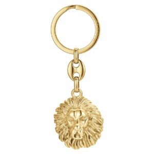 PORTACHIAVI UOMO IN ACCIAIO IP GOLD TESTA DI LEONE