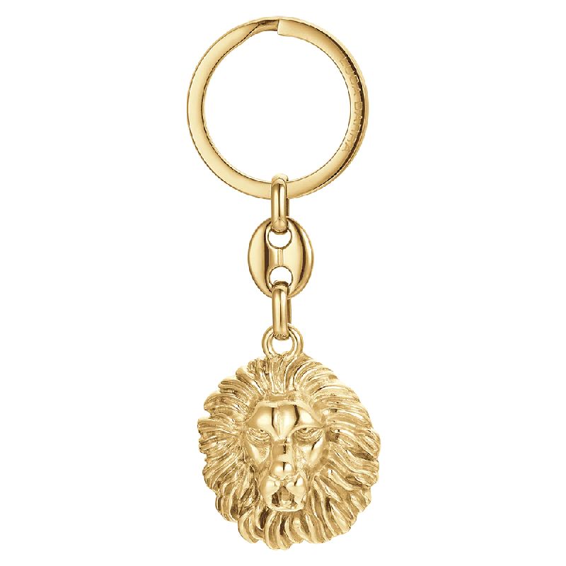 PORTACHIAVI UOMO IN ACCIAIO IP GOLD TESTA DI LEONE