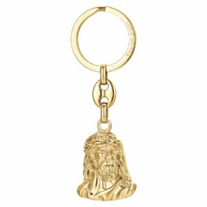 PORTACHIAVI UOMO IN ACCIAIO IP GOLD VOLTO SANTO