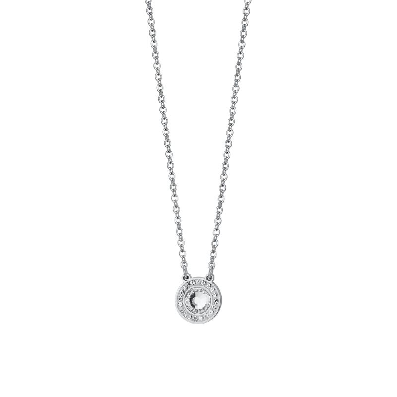 COLLANA DONNA IN ACCIAIO ELEMENTO CRISTALLO BIANCO E CRISTALLI BIANCHI