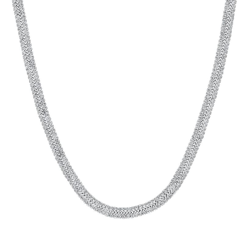 COLLANA TENNIS DONNA IN ACCIAIO CON CRISTALLI BIANCHI