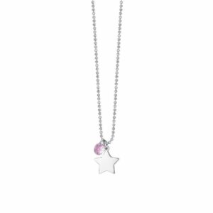 COLLANA DONNA IN ACCIAIO CON STELLA E ZIRCONE ROSA