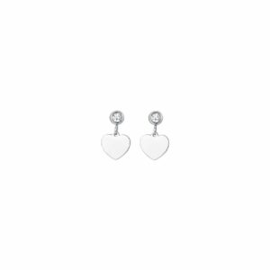 ORECCHINI DONNA IN ACCIAIO CON CUORE E ZIRCONE BIANCO