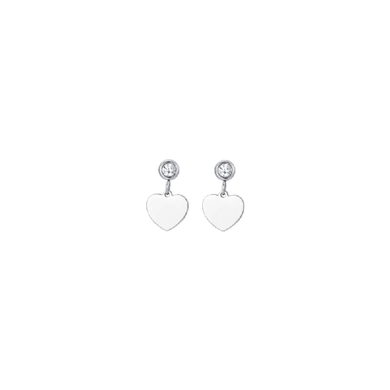 ORECCHINI DONNA IN ACCIAIO CON CUORE E ZIRCONE BIANCO