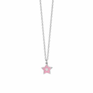 COLLANA BAMBINA IN ACCIAIO SMALTO ROSA